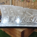Back to the Future Logo created as a Vodka Luge from Passion for Ice