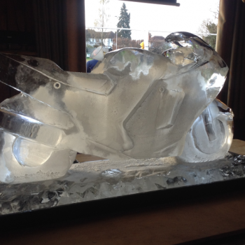 Angled view of Honda Blackbird Motorbike Vodka Luge from Passion for Ice