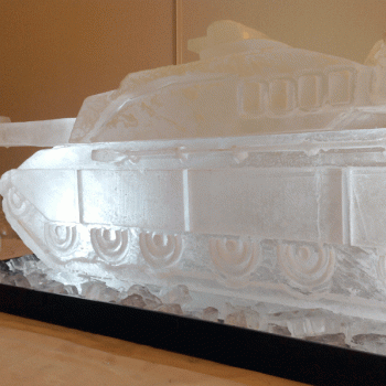 Side view of the Challenger Battle Tank Vodka Luge from Passion for Ice