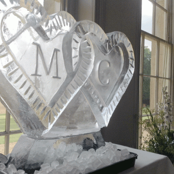 Double Hearts Vodka Luge with initials from Passion for Ice