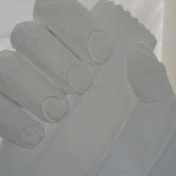 Close-up of Hand and Bottle Vodka Luge from Passion for Ice