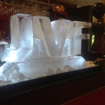 Side view of JVF Initials Vodka Luge from Passion for Ice