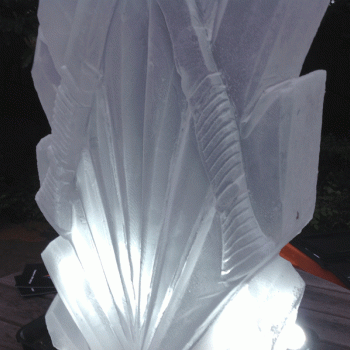 Close-up of Gurkha Kukri Knives Vodka Luge from Passion for Ice