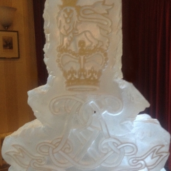 Close-up of the CNC work of the Life Guards Vodka Luge from Passion for Ice