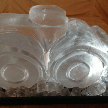 Close-up of wheels of a Lorry Vodka Luge from Passion for Ice
