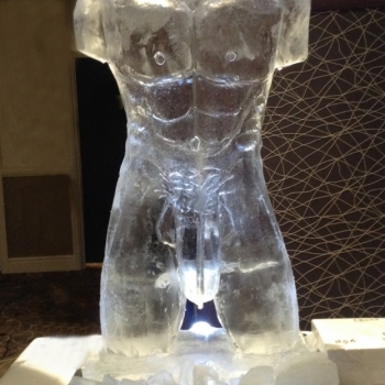 Six-pack male Torso Vodka Luge from Passion for Ice