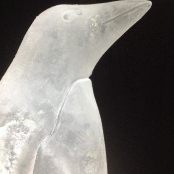 Close up of Penguin Vodka Luge from Passion for Ice