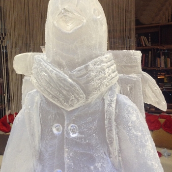 Close-up of British Gas Penguin Vodka Luge from Passion for Ice