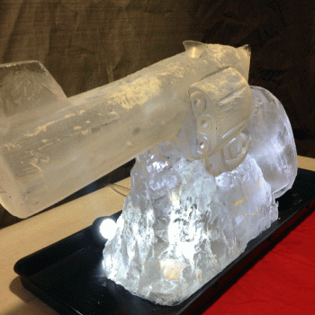 Front view of Wild West Revolver Vodka Luge from Passion for Ice