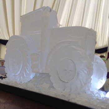 Close-up of a Tractor Vodka Luge from Passion for Ice
