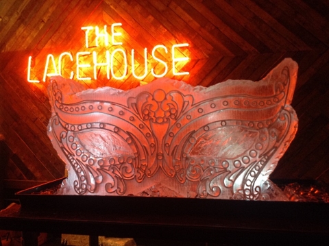 The Lacehouse Masquearde Ball Mask Vodka Luge from Passion for Ice