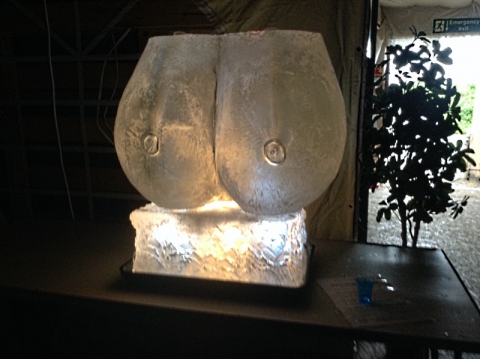 Landscape format carved Boobs Vodka Luge from Passion for Ice