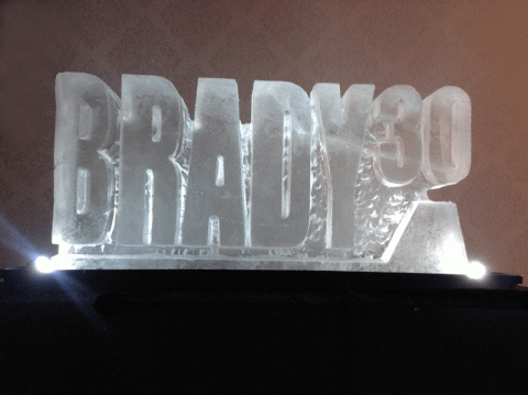 Name carved in ice - Brady 30 Vodka Luge from Passion for Ice