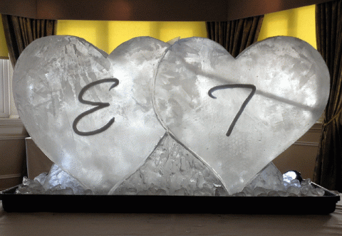 Double Hearts - single ice block Vodka Luge from Passion for Ice