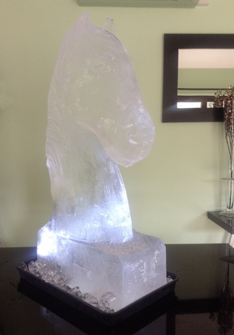 Polo Horse Head Ice Sculpture from Passion for Ice
