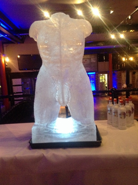 Frontal short of Male Torso Vodka Luge from Passion for Ice