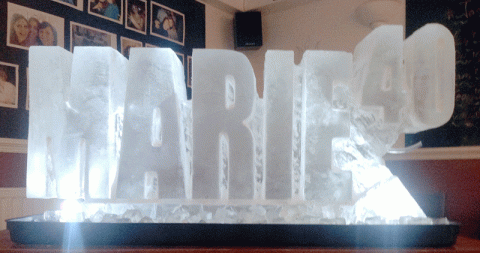 Name carved in ice - Marie 40 Vodka Luge from Passion for Ice