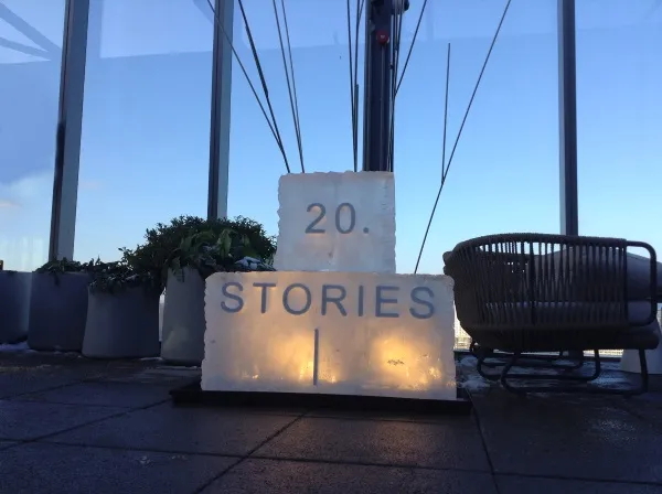 Close up of 20 Stories Ice Sculpture from Passion for Ice