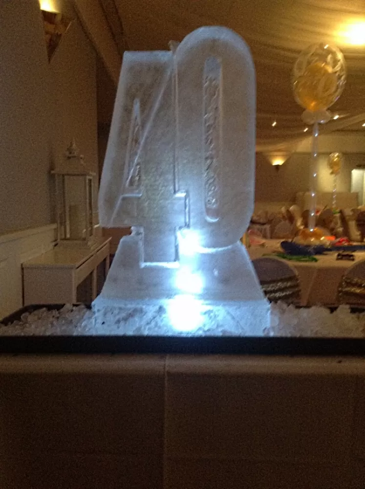Side angle view of 40 - shaped Vodka Luge from Passion for Ice