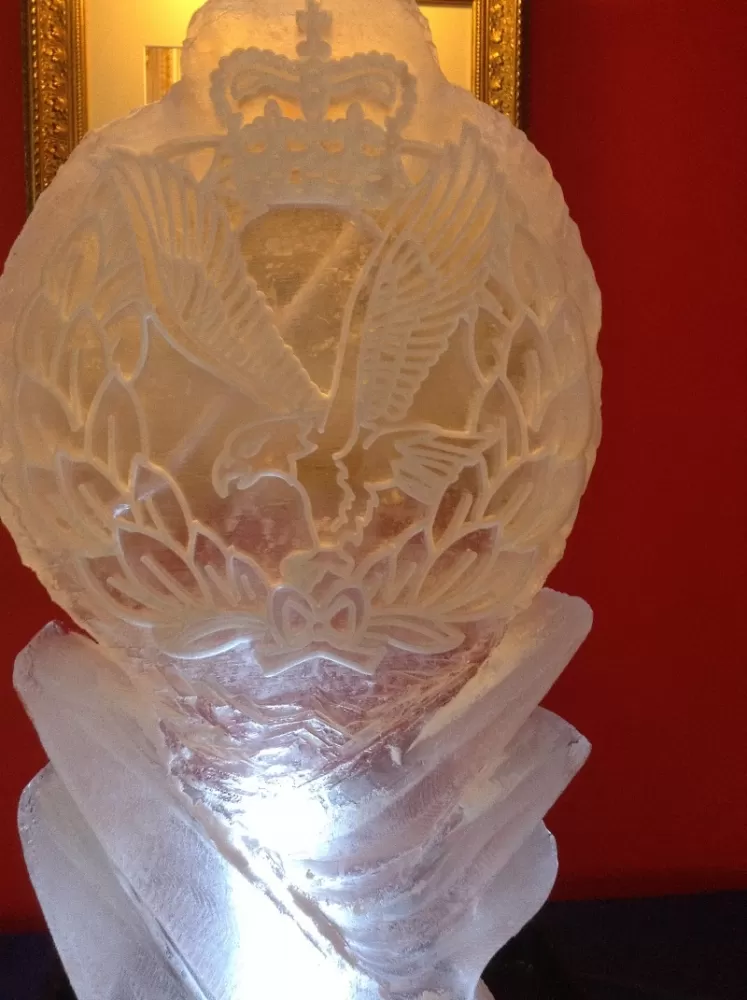 close-up Army Air Corp Badge Vodka Luge from Passion for Ice