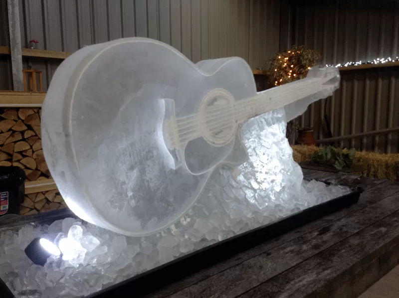 Side angle of Acoustic Guitar Vodka Luge from Passion for Ice for Jodie Murphy