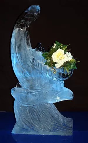 Dolphin with basket on back Ice Sculpture 
