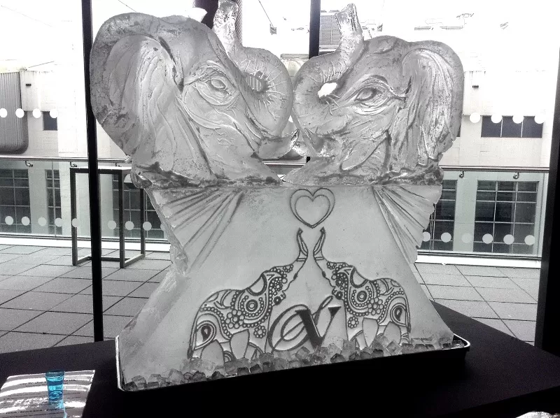 Wedding Double Elephant Ice Sculpture from Passion for Ice