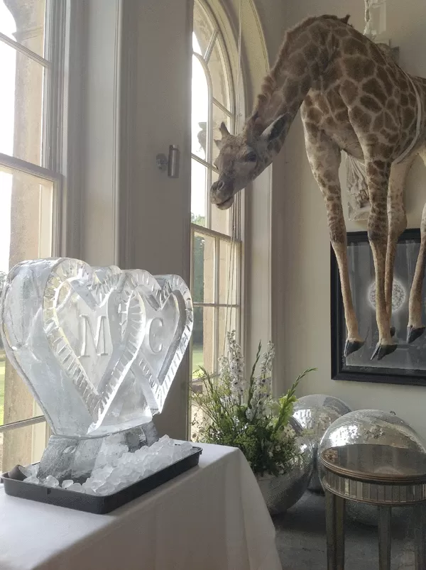 Double Hearts Vodka Luge with initials from Passion for Ice