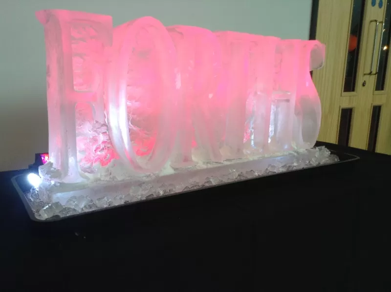 angled view of the 2017 version of FORTHS Vodka Luge from Passion for Ice