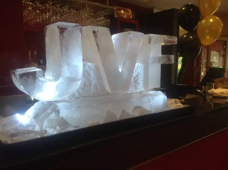 Side view of JVF Initials Vodka Luge from Passion for Ice