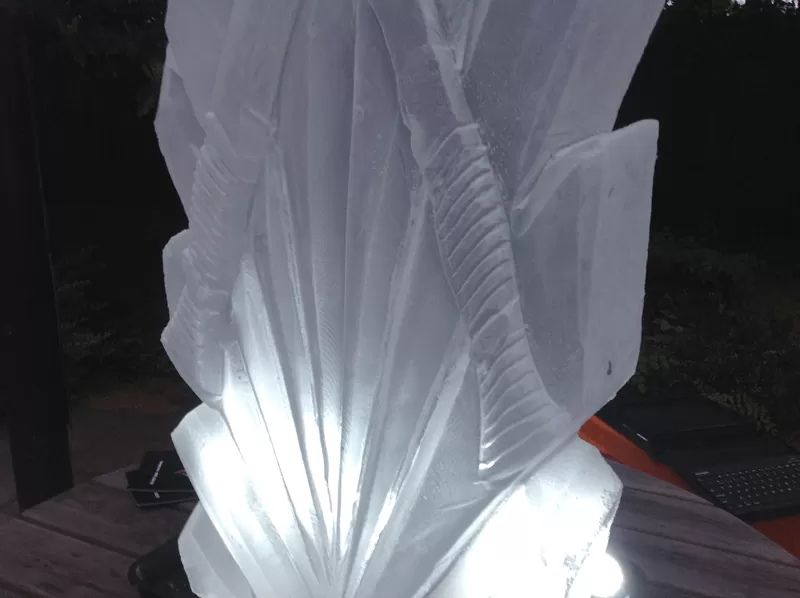 Close-up of Gurkha Kukri Knives Vodka Luge from Passion for Ice