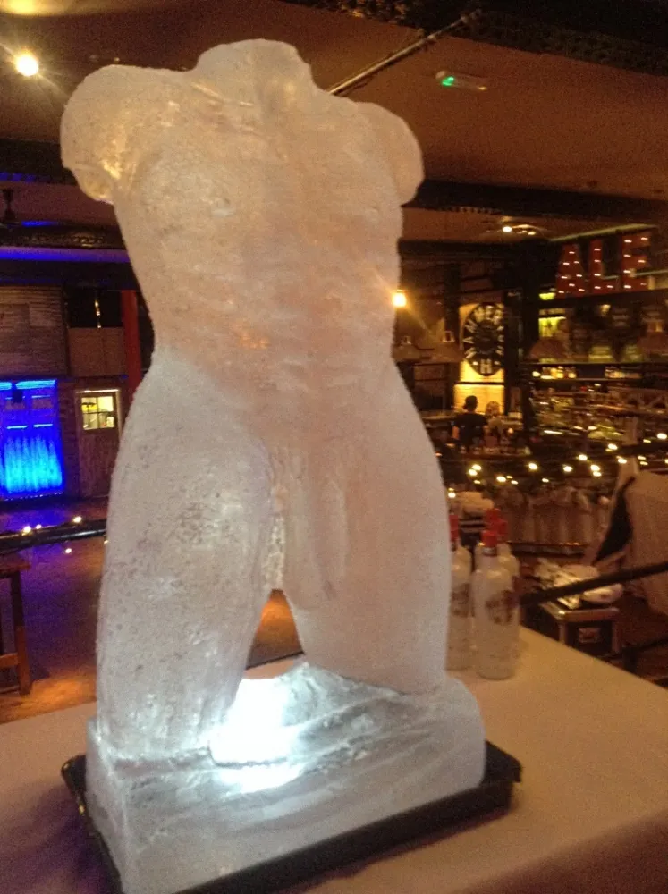right side view of Frontal short of Male Torso Vodka Luge from Passion for Ice