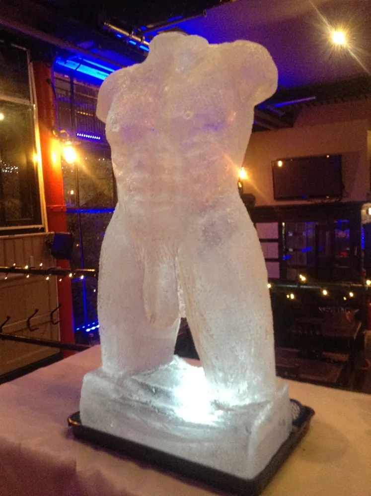 Left side view of Frontal short of Male Torso Vodka Luge from Passion for Ice