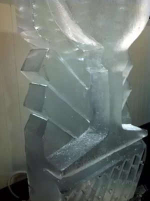 Close-up of 1920's Martini glass Vodka Luge from Passion for Ice