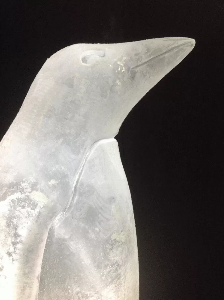 Close up of Penguin Vodka Luge from Passion for Ice
