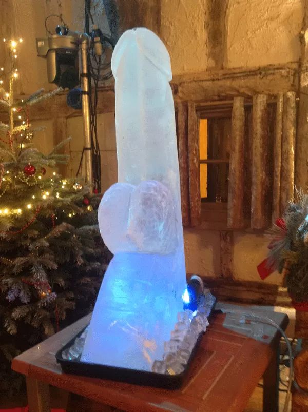 Side view of the Vertical standing  Penis Vodka Luge from Passion for Ice