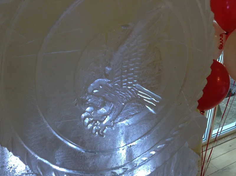 Close-up of RAF Marham TIW Vodka Luge from Passion for Ice