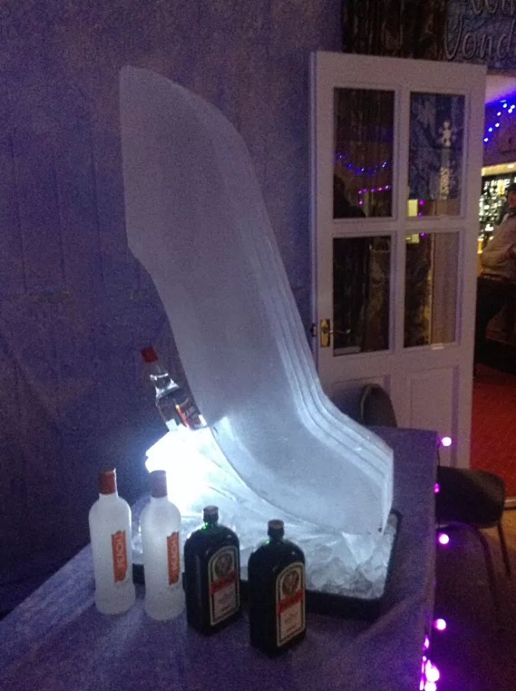 Side view of Vodka Bottle holder Ski Jump Vodka Luge from Passion for Ice