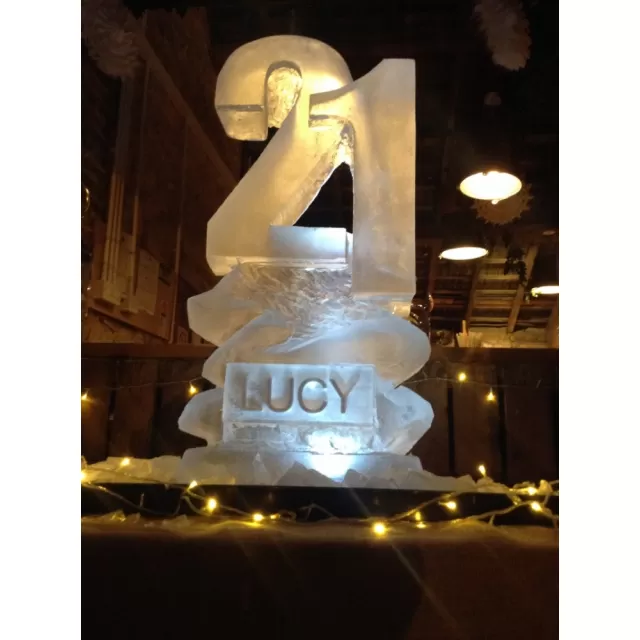 21 number with name carved into the base Vodka Luge from Passion for Ice