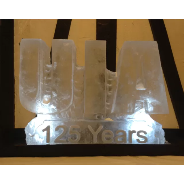 UIA initials carved Vodka Luge from Passion for Ice