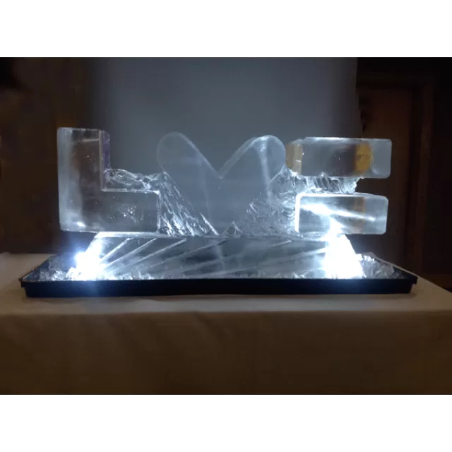 LV Vodka Luge Logo carved in ice from Passion for Ice